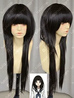 Bingguo Bingguo тысяча анти -тианских ай -тяньси высокий шерт шелк 80 см натуральный черный коси аниме -горничный парик парик