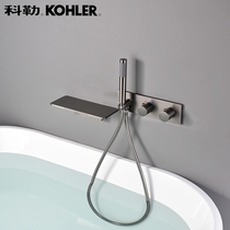  Concealed thermostatic bathtub wall outlet faucet Bathroom cylinder-side all-copper waterfall in-wall shower set