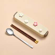 316L stainless steel chopsticks spoon package three pieces of elementary school tableware portable collection box single - person suit dedicated