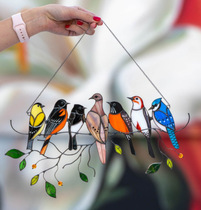 birds stained glass window hangings independent station home decoration pendant bird