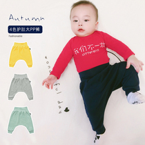 Male Baby Autumn Clothing Pure Cotton Long Pants Kharen Pants 0-1-2 Year Old Ocean Gas Male Children Casual Pants Big Fart Pants