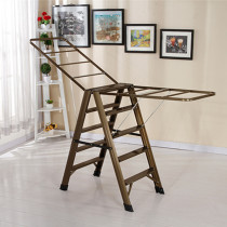 Aluminum alloy household folding thickened multifunctional herringbone five-step floor double-sided ladder portable clothes drying quilt rack