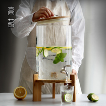 Extra-large capacity cold water bucket with faucet commercial hotel beverage bucket lemonade container cold kettle glass high temperature resistant