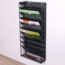 10-layer wall-mounted rack Metal wrought iron wall-mounted A4 file rack Grid office information book and newspaper display shelf storage