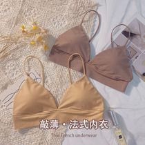 Summer beauty back ultra-thin French incognito underwear women without rims thin belt small chest flat chest special bra cover thin summer