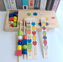 Enlightenment early education intelligence childrens puzzle around beaded wooden sticks through beads Toy threading building blocks around beads