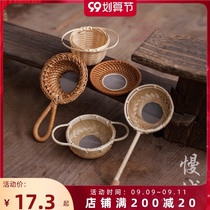 Handmade bamboo tea filter Rattan woven tea leak retro creative tea residue tea filter tea ceremony zero with kung fu tea set