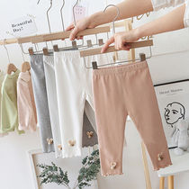 Small and medium childrens clothing 2021 new girls cotton leggings baby foreign style pants childrens baby pants spring and autumn