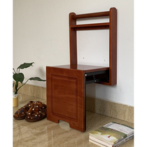  Solid wood shoe stool folding stool Entrance invisible wall-mounted wall-mounted door household footstool Home wall chair shoe stool