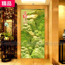 Art glass screen partition porch living room aisle ceiling background wall carving rich and auspicious jade carving