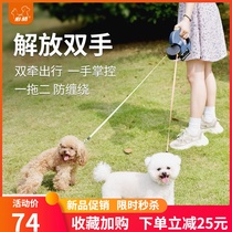 Dog leash rope one drag two can automatically retractable dog rope small dog Teddy pet walking dog rope