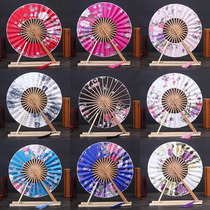 Classical Chinese style round windmill fan and wind cherry blossom Japanese Palace fan gift Japanese folding fan Lady folding