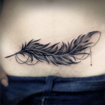10 dark dark waterproof tattoo stickers female long-lasting sexy temptation feather cover caesarean section scar belly flower arm