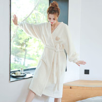 Nightgowns Womens autumn and winter coral velvet plus velvet padded mid-length sexy cute flannel high-end bathrobe can be worn outside