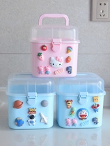 Creative home medicine box cartoon cute small medicine box children layered multi-layer lattice medicine storage box plastic
