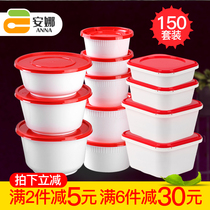 High-end disposable lunch box thickened round commercial takeaway packaging box white bottom red cover fast food bento soup bowl with lid