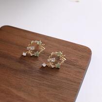 Korean temperament Moren series hipster earrings female personality butterfly diamond earrings stud simple flowers silver needle ear ornaments