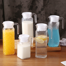 Glass cold water jug Large capacity tie jug Household juice jug with lid Tie jug Cold water jug Cold white open bottle Juice bottle