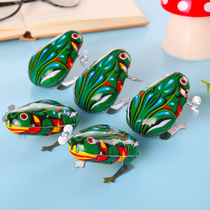 Tin frog jumping frog clockwork childrens baby toy Classic 80 retro retro large bouncing frog