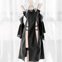 Strange clothes ~ nuns long dress sexy open-shoulder backless split open chest uniform sex suit