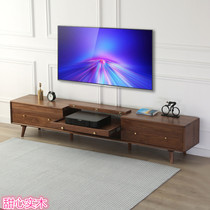 Nordic black walnut laser projector TV cabinet simple white oak telescopic cabinet short focus projector Special Cabinet