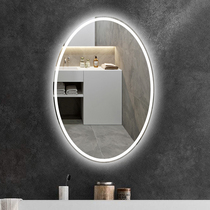 Anti-fog bathroom mirror touch screen with lamp toilet oval mirror smart wall LED luminous makeup light mirror