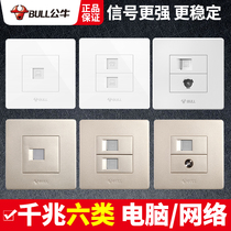 Bull network cable socket panel double-Port single-port network cable box six types Gigabit 6 Type 86 network computer hole