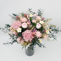 Immortal flowers dried flowers large bouquets real flowers starry hydrangea pink roses living room dining table decoration decoration model room