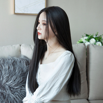 The wig is divided into female long straight hair Korean version without bangs before lace black wig female long hair without trace natural full head