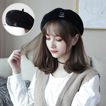 Wig hat childrens long hair spring fashion with hat wig one female simulation collarbone short hair hairstyle