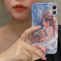 Retro oil painting Girl iphone12 for Apple 11pro max phone case 7 8plus all-inclusive XR Anti-drop