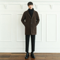 Autumn and winter thickened Korean trend double-sided cashmere coat mens woolen jacket medium and long English style short trench coat