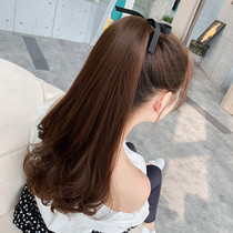 Wig ponytail female long curly hair strap pear flower long fake ponytail big wave lifelike short wig