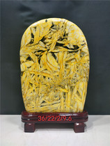  Boutique gold bamboo bamboo leaf stone Help stone Lucky town house collection Ornamental stone Qishi