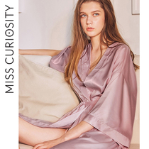 Curious Honey emulated silk sleeping robe woman bridal gown bathrobe sexy pyjamas senior sensation female ice silk stay-at-home clothing