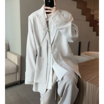 Mr short sentence design sense niche fake two-piece suit jacket mens autumn new Korean loose high-end suit