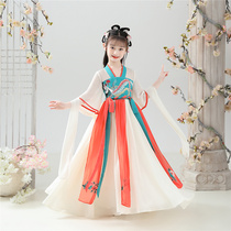 Childrens Hanfu womens summer short-sleeved super fairy spring and summer 2021 new Chinese style girls  ancient costume princess ancient style skirt