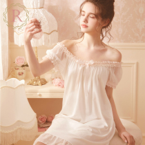 RoseTree lace nightdress womens summer thin short-sleeved cute sweet sexy palace princess style pajamas summer