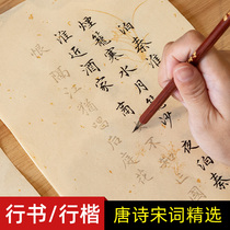 Xingshu brush calligraphy Tang poetry and Song Ci Xingkai red copying beginner introductory regular script soft pen copybook antique sprinkling gold rice paper calligraphy practice paper small letter calligraphy practice copybook adult suit