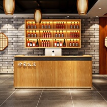 Solid wood retro cashier Hotel bar counter Commercial dining and drinking restaurant front desk Restaurant commercial wine cabinet