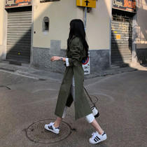 Windbreaker womens long chic early spring Korean version spring 2021 new spring women loose foreign style lulu jacket