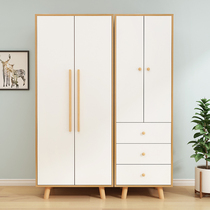Childrens two-door wardrobe for boys and girls modern simple area small solid wood small household bedroom Net red wardrobe