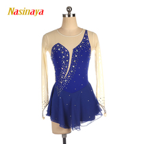 Fono figure skating suit performance skating suit skating suit custom children adult Girl competition skirt long sleeve treasure blue color