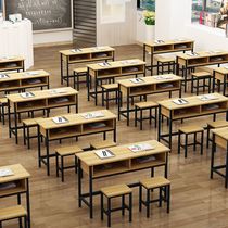 School desks and chairs primary and middle school students in double desk class pei xun zhuo classes with drawer learning table Direct