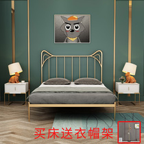 Iron bed light luxury single net red Nordic girl modern simple 1 8 double bed 1 5 m children princess bed