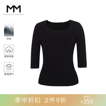Mall Tongan MM Lemon Spring Autumn New Ice Ribbon Hitch Undershirt Black Half Sleeve Knitwear 5C3130181S