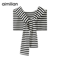 Cotton Net red shoulder striped small shawl outside female spring and autumn scarf cloak autumn winter cape neck stitching scarf
