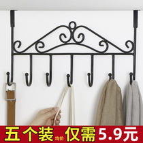 Door rear adhesive hook hanger-free toilet metal rack nail-free bedroom clothes hanger storage artifact