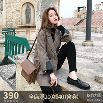  Small suit jacket womens autumn 2021 new design sense niche Korean casual plaid mid-length suit womens top