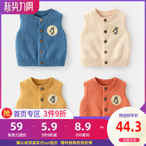  Baby waistcoat autumn female 0 newborn waistcoat knitted horse clip 1 year old baby wool vest childrens cotton sweater